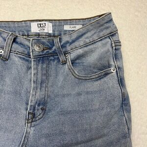 BBJ Los Angeles Jeans Womens 3/26 Light Blue Flare Rhinestone Split Hem